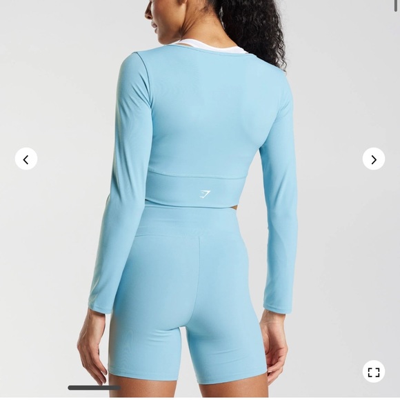 New Gymshark Crossover Long Sleeve Crop Top - Iceberg Blue - Picture 2 of 4